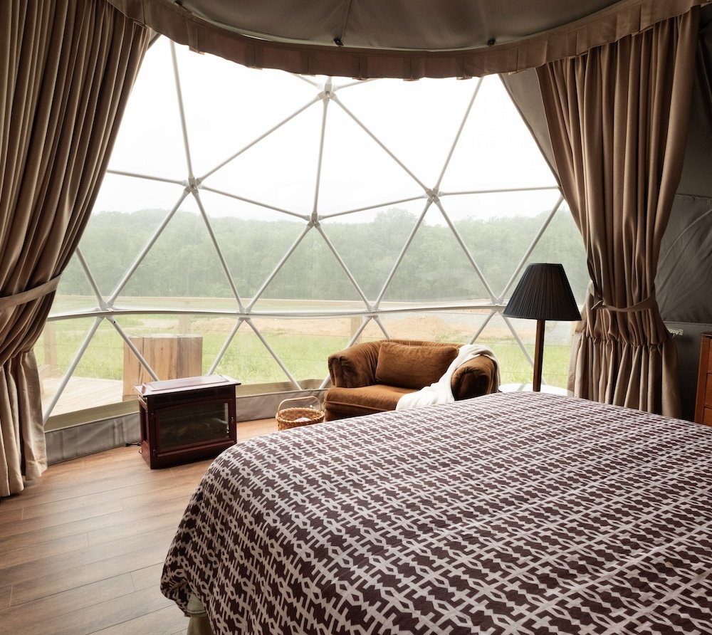 Geodome accommodation at Bask Retreat Center, Tennessee, home of the October Witchy Book Retreat